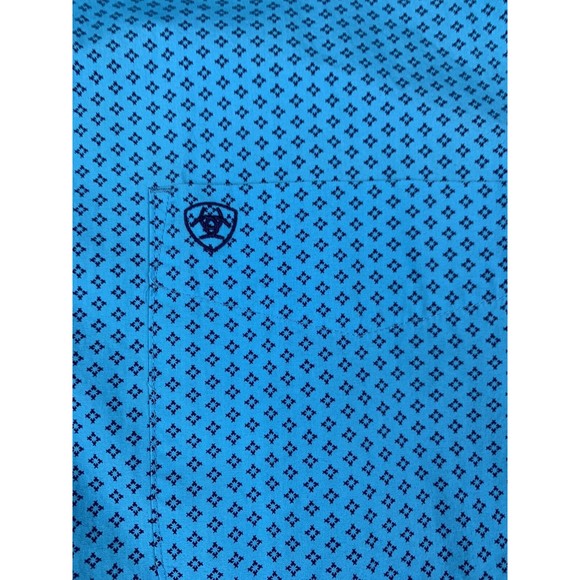 ARIAT Button Down Mens XXL Long Sleeve Geometric Rodeo Cowboy Turquoise Blue - Picture 3 of 8